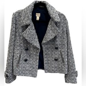 Chico’s Blue Textured Open Front Jacket